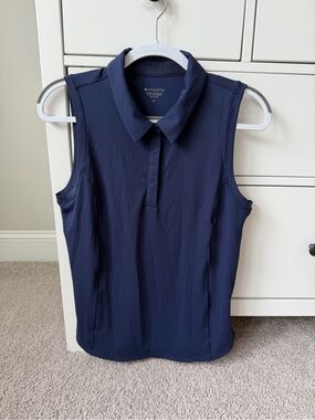 Athleta Navy Sleeveless Collared Tank